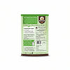 Back packaging panel of a 500g bag of Mathes Coffee, featuring product information, ingredients, nutritional facts, preparation instructions, and storage guidelines on a light green background.